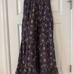 Anthropologie Navy and Pink Paisley Skirt